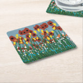 Wilde bloemen kartonnen onderzetters (Schuin)