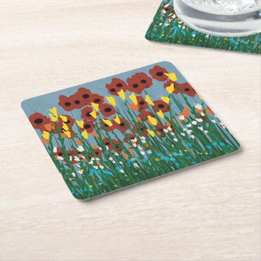 Wilde bloemen kartonnen onderzetters (Schuin)