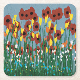 Wilde bloemen kartonnen onderzetters