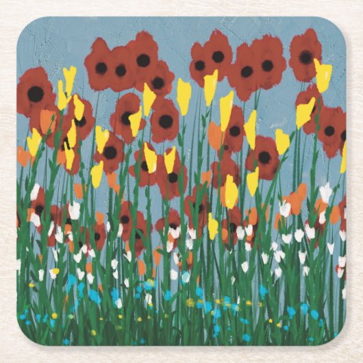 Wilde bloemen kartonnen onderzetters (Voorkant)