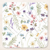 Wilde bloemen kartonnen onderzetters (Voorkant)