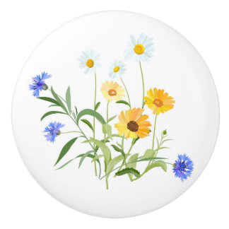 Wilde bloemen keramische knop