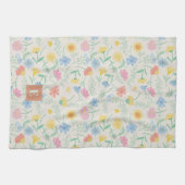 Wilde bloemen keukenhanddoek met initiaal (Horizontaal)