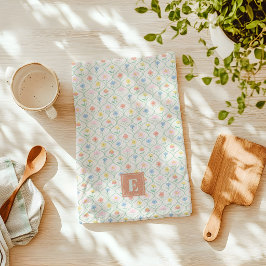 Wilde bloemen Keukenhanddoek met initiaal