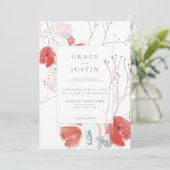 Wilde Bloemen Klaproos Bruiloft Kaart (Staand voorkant)