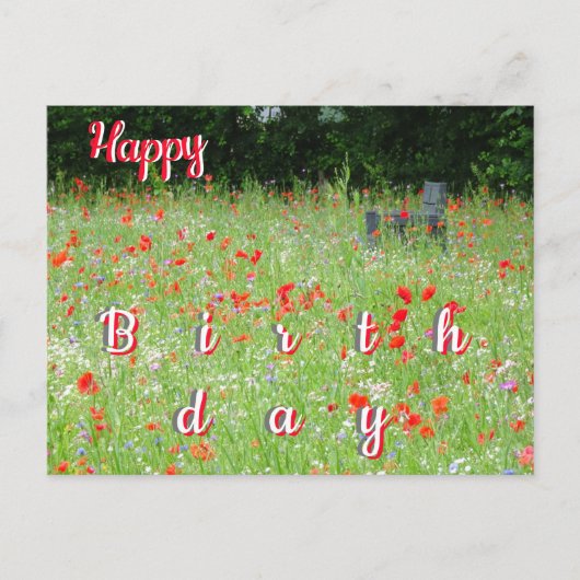 Wilde Bloemen Klaprozen Bank Happy Birthday Wenska Briefkaart (Voorkant)