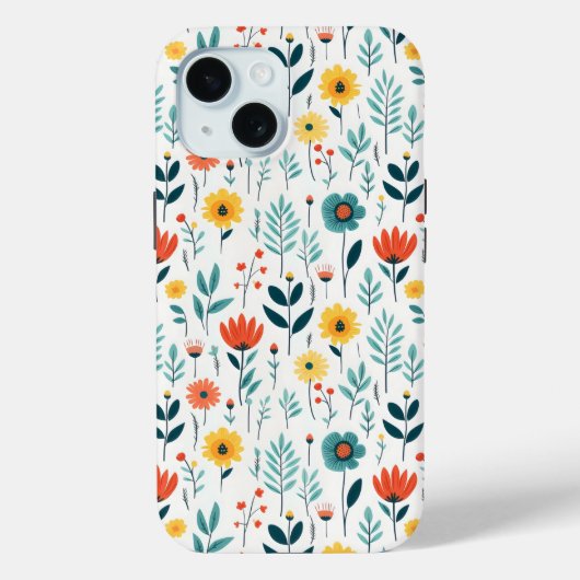 Wilde bloemen kleurrijk patroon Case-Mate iPhone case (Achterkant)
