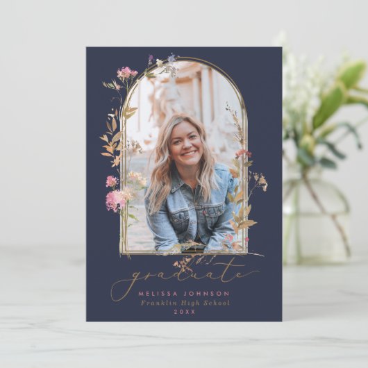 Wilde bloemen Koers Afstuderen foto's Aankondiging (Staand voorkant)