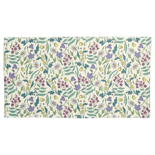 Wilde bloemen Koningsgrootte Kussensloop (Voorkant-Links)