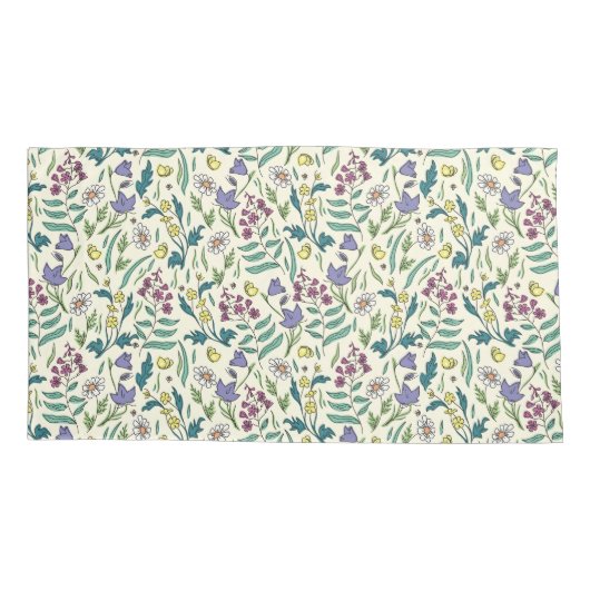 Wilde bloemen Koningsgrootte Kussensloop (Achterkant-Links)