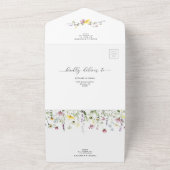 Wilde Bloemen Krans Boho Floral Botanische bruilof All In One Uitnodiging (Buitenkant)