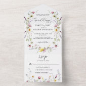 Wilde Bloemen Krans Boho Floral Botanische bruilof All In One Uitnodiging (Binnen)