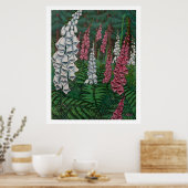 Wilde bloemen Kunst Poster Foxglove Flowers Painti (Keuken)