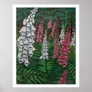 Wilde bloemen Kunst Poster Foxglove Flowers Painti