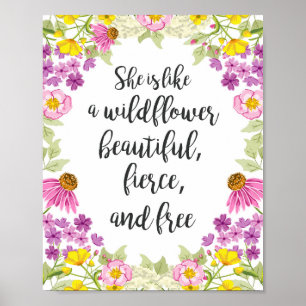 Wilde bloemen kwekerij art Quote art Girl Wilde bl Poster