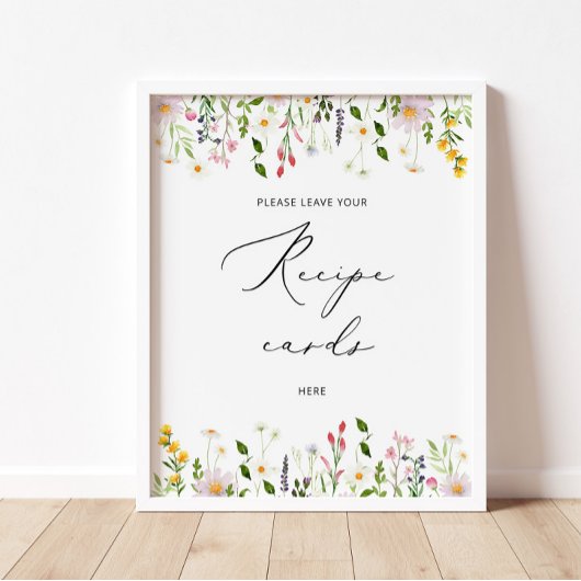 Wilde bloemen laat hier uw receptenkaart achter po poster