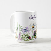 Wilde bloemen Ladybug en Butterfly Signature Koffiemok (Voorkant links)