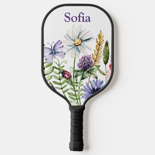 Wilde bloemen Ladybug en Butterfly Signature Pickleball Paddle (Achterkant)