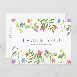 Wilde bloemen Land Botanische bruiloft Dank je wel Briefkaart