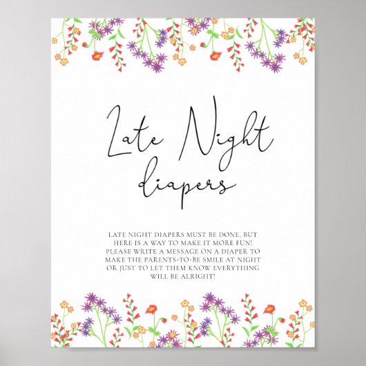 Wilde bloemen \ Late night diapers game Poster (Voorkant)
