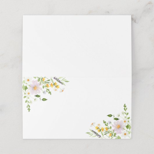 Wilde bloemen lege trouwplaatskaarten plaatskaartje (Buitenkant ongevouwen)
