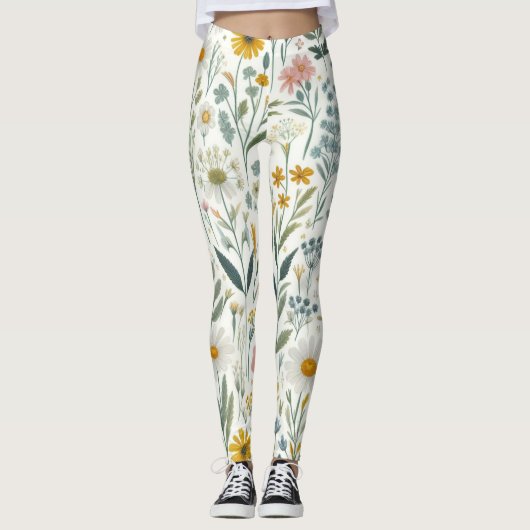Wilde bloemen leggings (Voorkant)