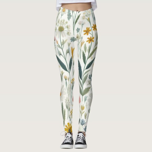 Wilde bloemen leggings (Voorkant)