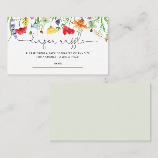 Wilde bloemen Lente Baby shower Diaper Raffle-kaar Informatiekaartje (Voorkant / Achterkant)