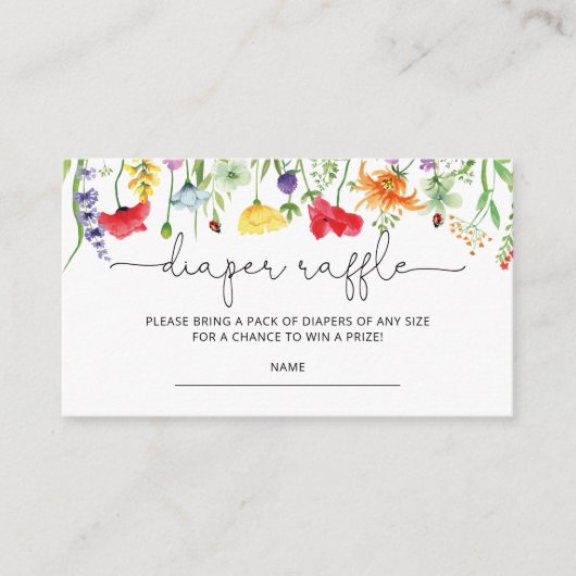 Wilde bloemen Lente Baby shower Diaper Raffle-kaar Informatiekaartje (Voorkant)
