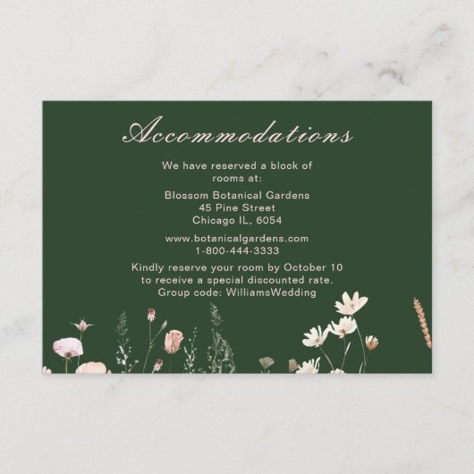 Wilde bloemen Lente Blush Roze Bloemige Trouwdag Informatiekaartje (Voorkant)