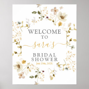 Wilde bloemen lente bruids douche welkom bord poster