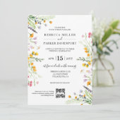 Wilde bloemen lente moderne QR-code voor bruiloft Kaart (Staand voorkant)