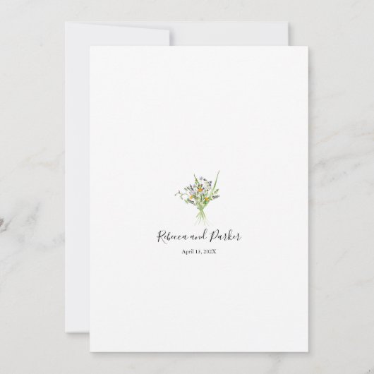 Wilde bloemen lente moderne QR-code voor bruiloft Kaart (Achterkant)