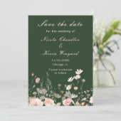 Wilde bloemen lente roze bloemige trouwdag save the date (Staand voorkant)
