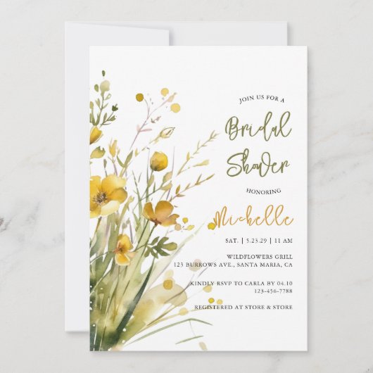 Wilde Bloemen Lente Zomer Herfst Bruidsfeest Kaart (Voorkant)