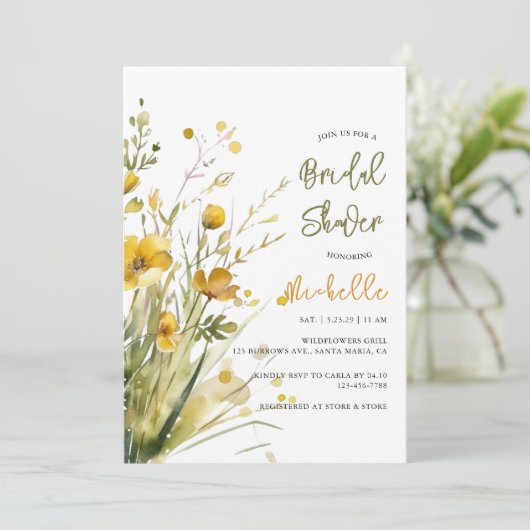 Wilde Bloemen Lente Zomer Herfst Bruidsfeest Kaart (Staand voorkant)