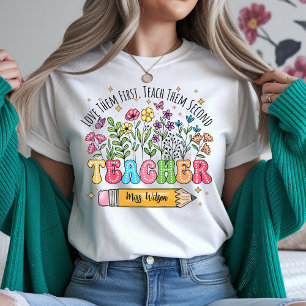 Wilde Bloemen Leraren Shirt Retro Bloemen Leraren 