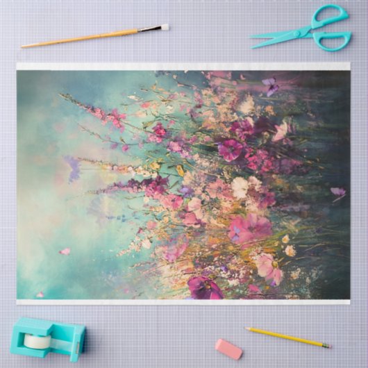 Wilde bloemen, levendig Abstract landschap Tissuepapier (Craft)