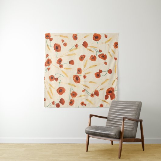 Wilde bloemen: lichte achtergrondpatroon. wandkleed (In Situ (horizontaal))