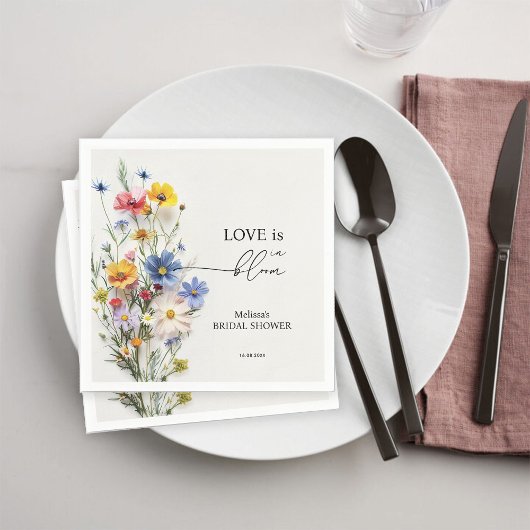 Wilde Bloemen Liefde is in Bloei Bruidsborrel Servet