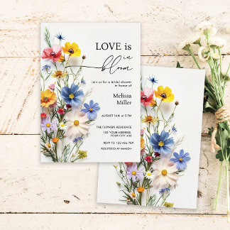 Wilde Bloemen Liefde Is In Bloei Bruiloft Feest Kaart