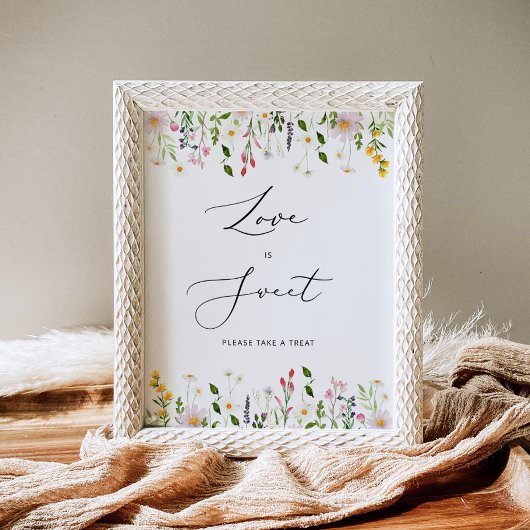 Wilde bloemen Liefde is zoet neem een traktatie Po Poster