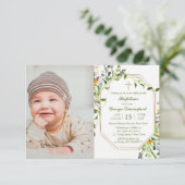 Wilde bloemen lijst Aangepaste foto-uitnodiging Kaart (Staand voorkant)