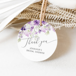 Wilde bloemen lila paars vrijgezellenfeest gunstla bedankjes labels