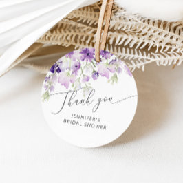 Wilde bloemen lila paarse bruiloftsshower favor ta bedankjes labels
