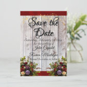 Wilde bloemen, lint en lichten - Rood Save The Date (Staand voorkant)