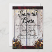 Wilde Bloemen, Lint & Lichten - Burgundy Save The Date (Voorkant)