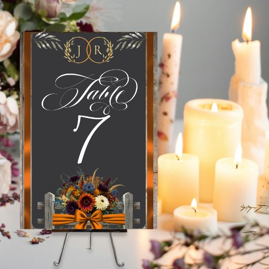 Wilde Bloemen, Lint & Monogram - Koper Kaart