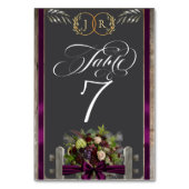 Wilde bloemen, lint & monogram - Plum Kaart (Voorkant)