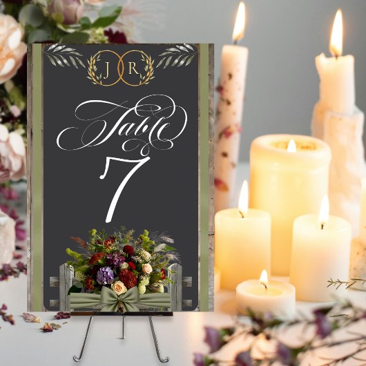 Wilde Bloemen, Lint & Monogram - Salie Kaart